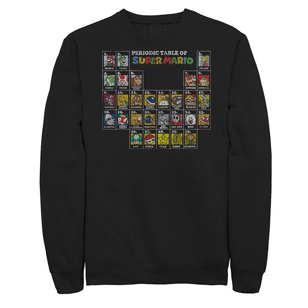 Big Tall Nintendo Super Mario Periodic Table Fleece Sweatshirt