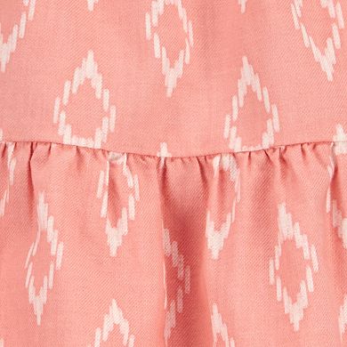 Toddler Girl Carter's Twill Geometric Print Flutter Back Bow Top & Shorts Set