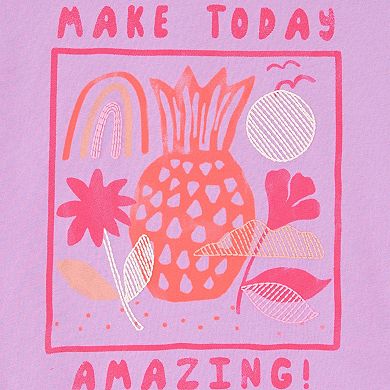 Toddler Girl Carter's "Make Today Amazing" Pineapple Wood Block Graphic Tee & Tie-Dye Shorts Set
