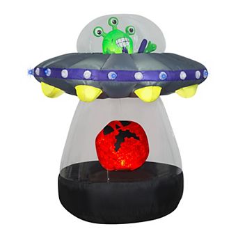 National Tree Company 6 Ft. Lighted Projection Airblown Flashing Alien Spaceship