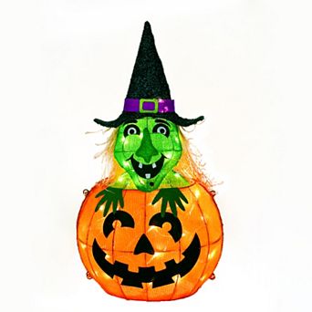 National Tree Company LED 3D Lit-Up Witch on Pumpkin