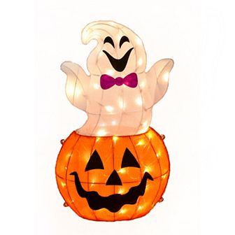 National Tree Company LED 3D Lit-Up Ghost on Pumpkin