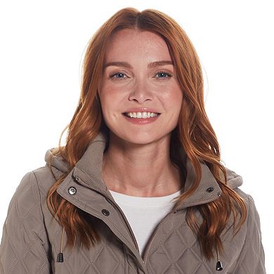 Women's Weathercast Ribbed Knit Quilted Hooded Walker Jacket