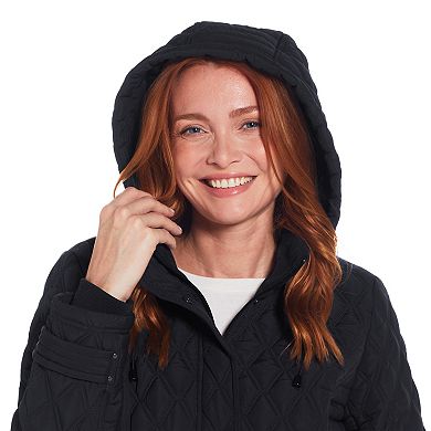 Women's Weathercast Ribbed Knit Quilted Hooded Walker Jacket