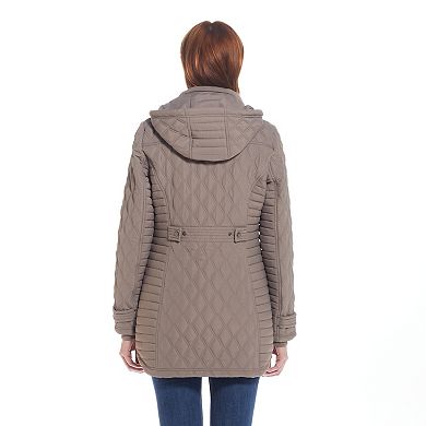 Women's Weathercast Ribbed Knit Quilted Hooded Walker Jacket