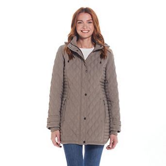 Women's Weathercast Ribbed Knit Quilted Hooded Walker Jacket