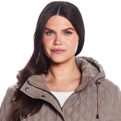 Plus Size Weathercast Hooded Quilted Walker Coat