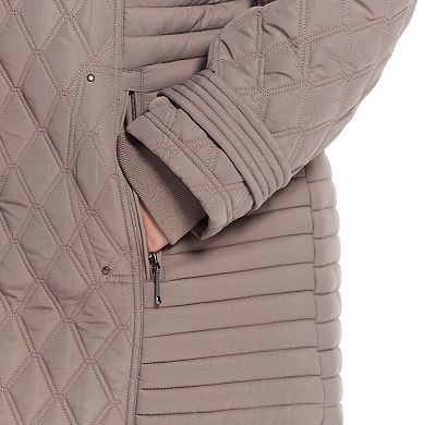 Plus Size Weathercast Hooded Quilted Walker Coat