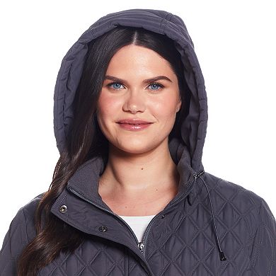 Plus Size Weathercast Hooded Quilted Walker Coat