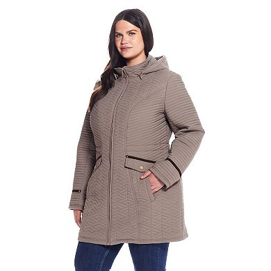Women's Plus Size Weathercast Quilted Walker with Faux Suede Details