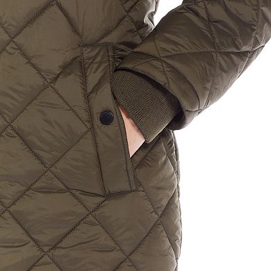 Women's Weathercast Hooded Diamond-Quilted Duffle Coat