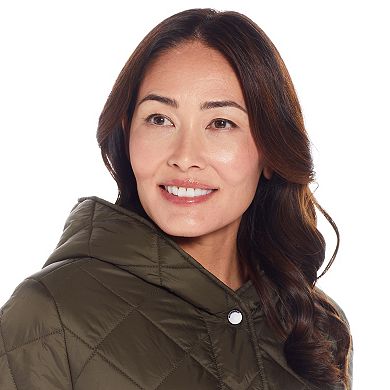 Women's Weathercast Hooded Diamond-Quilted Duffle Coat