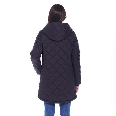 Women's Weathercast Hooded Diamond-Quilted Duffle Coat