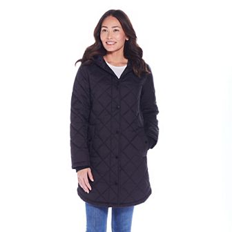 Women's Weathercast Hooded Diamond-Quilted Duffle Coat