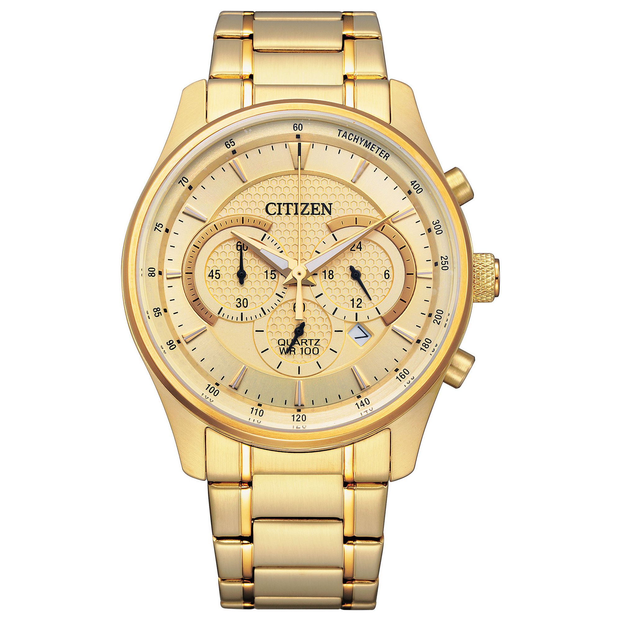 Citizen Mens Goldtone Stainless Steel Chronograph Watch - AN8192-56P, Siz
