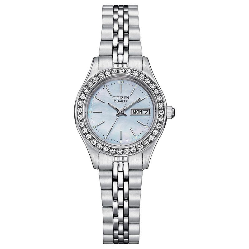 Citizen Women's Crystal Blue Dial Stainless Steel Watch - EQ0530-51N, Silver