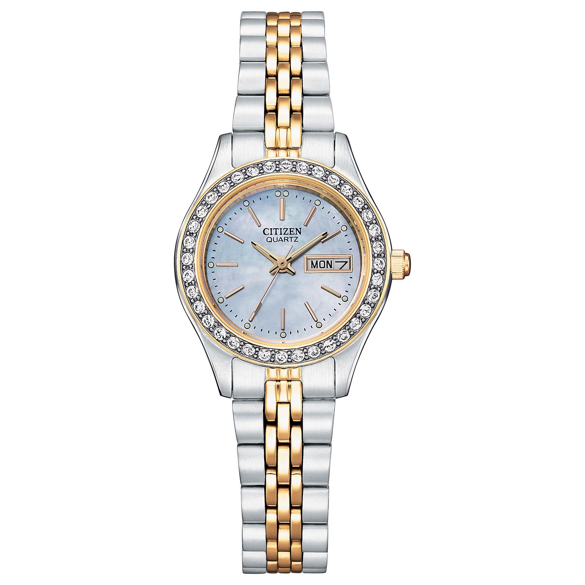 Citizen Womens Crystal Accent Two-Tone Stainless Steel Watch - EQ0539-56Y,
