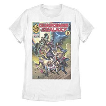 Juniors' Guardians of the Galaxy Comic Poster Graphic Tee