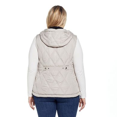 Plus Size Weathercast Hooded Quilted Vest