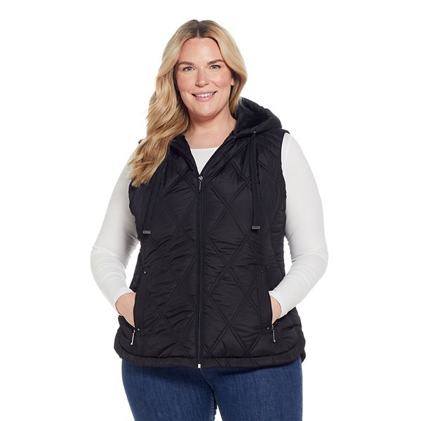 Plus Size Weathercast Hooded Quilted Vest