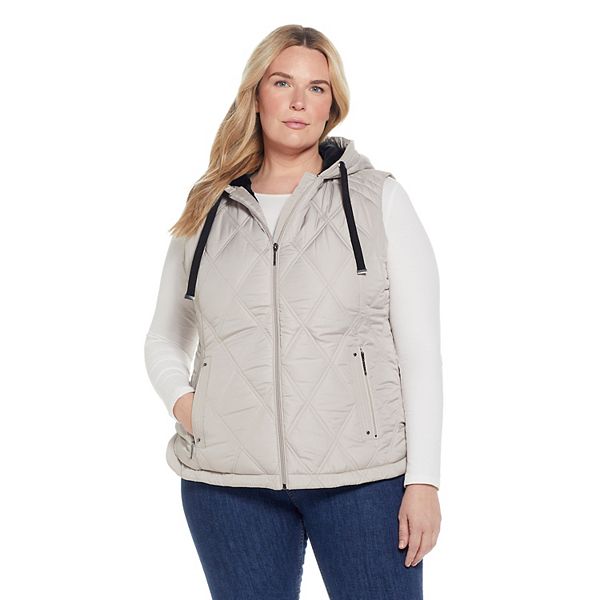 Plus Size Weathercast Hooded Quilted Vest