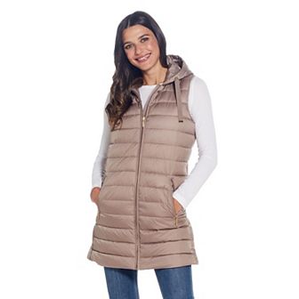 Women's Weathercast Cinch Waist Hooded Long Vest