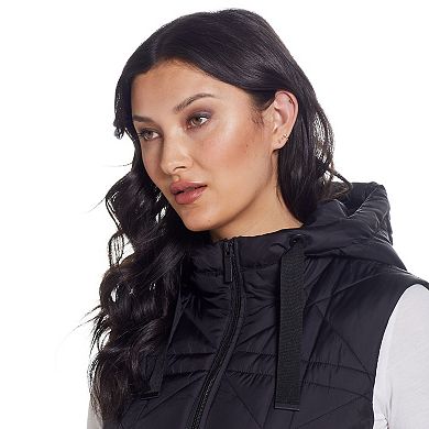 Women's Weathercast Hooded Quilted Long Vest 