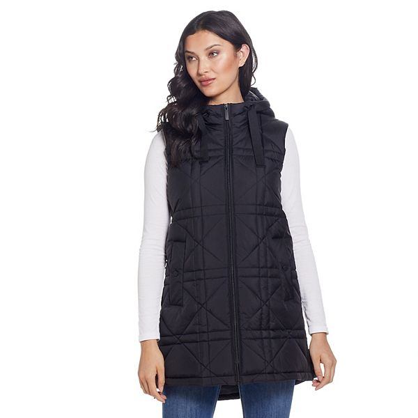 Women's Weathercast Hooded Quilted Long Vest