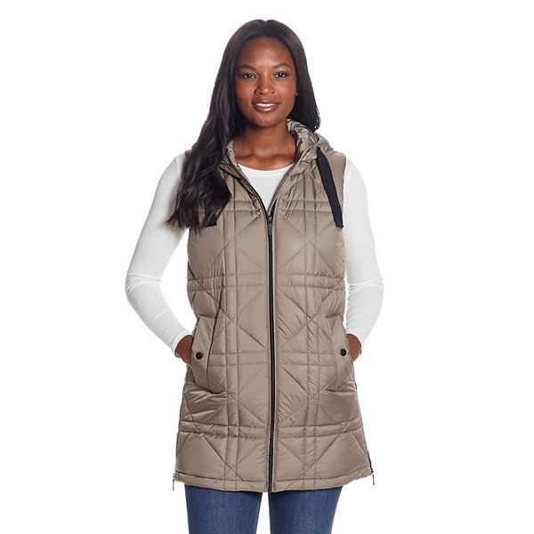 Women's Weathercast Hooded Quilted Long Vest