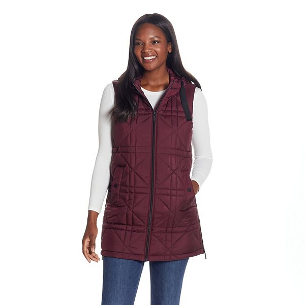 Women's Weathercast Hooded Quilted Long Vest
