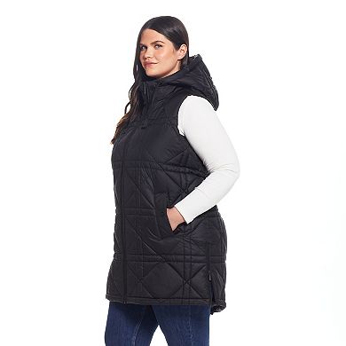 Plus Size Weathercast Hooded Heavyweight Quilted Vest