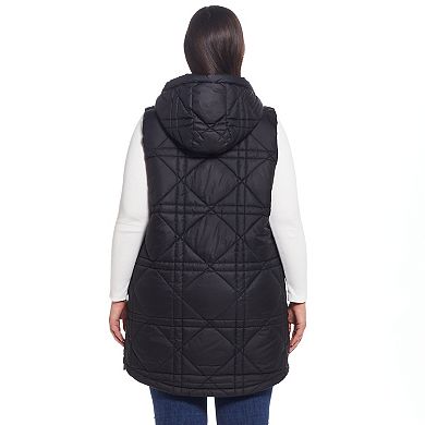 Plus Size Weathercast Hooded Heavyweight Quilted Vest 