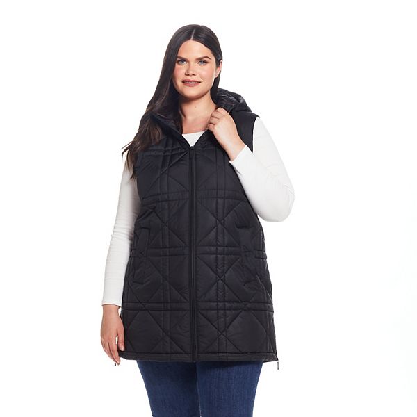 Plus Size Weathercast Hooded Heavyweight Quilted Vest