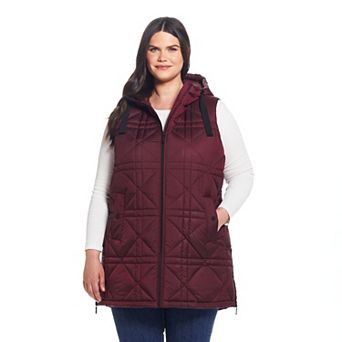 Plus Size Weathercast Hooded Heavyweight Quilted Vest