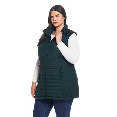 Plus Size Weathercast Channel Quilted Longline Vest