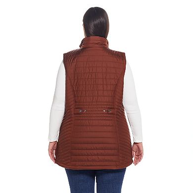 Plus Size Weathercast Channel Quilted Longline Vest