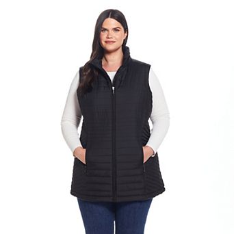 Plus Size Weathercast Channel Quilted Longline Vest