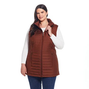 Plus Size Weathercast Channel Quilted Longline Vest