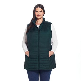 Plus Size Weathercast Channel Quilted Longline Vest