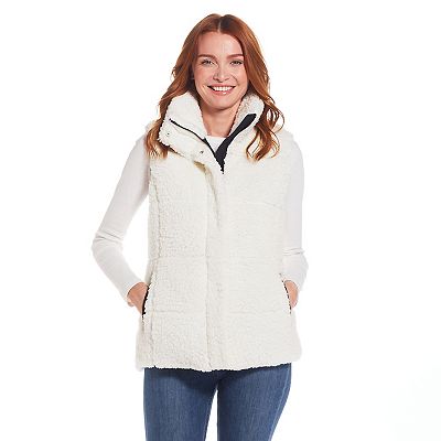 Puffer Vest White Sherpa Vest Sherpa Puffer Vest Reversible – Loft 106