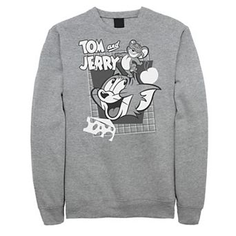 Big & Tall Tom and Jerry Retro Collage Greyscale Portrait Graphic Fleece