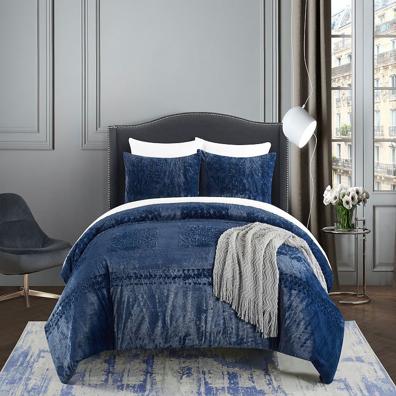 18179252 Chic Home Amara Comforter and Sham Set, Blue, Twin sku 18179252