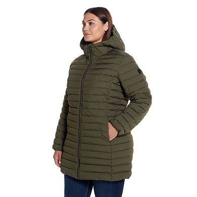 Plus Size Weathercast Hooded Channel Quilted Puffer Jacket