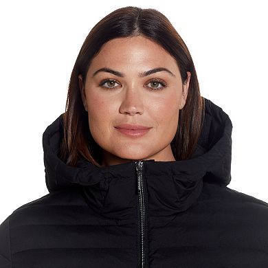 Plus Size Weathercast Hooded Channel Quilted Puffer Jacket