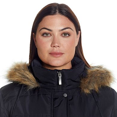 Plus Size Weathercast Faux-Fur Trim Hooded Parka Coat