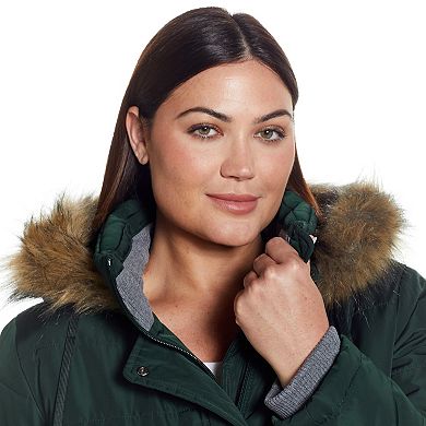 Plus Size Weathercast Faux-Fur Trim Hooded Parka Coat