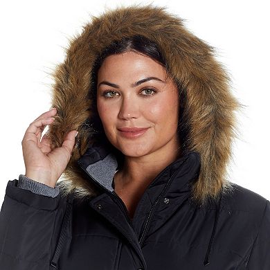 Plus Size Weathercast Faux-Fur Trim Hooded Parka Coat