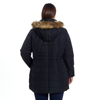 Plus Size Weathercast Faux-Fur Trim Hooded Parka Coat