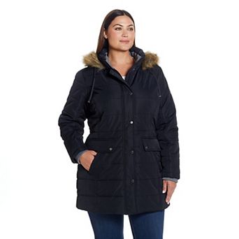 Plus Size Weathercast Faux-Fur Trim Hooded Parka Coat