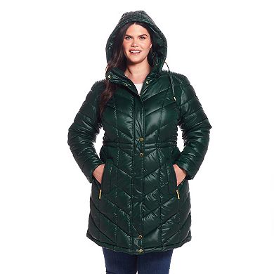 Plus Size Weathercast Hooded Heavyweight Puffer Coat